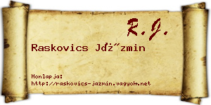 Raskovics Jázmin névjegykártya